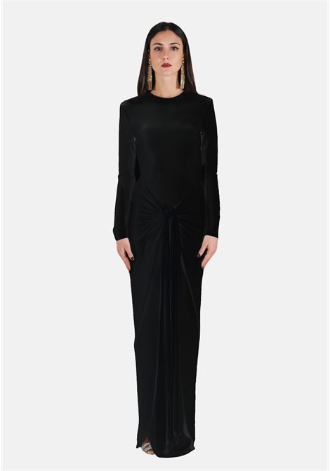Long black draped women's dress with straps and central knot SANTAS | SANTAS BABYBLACK